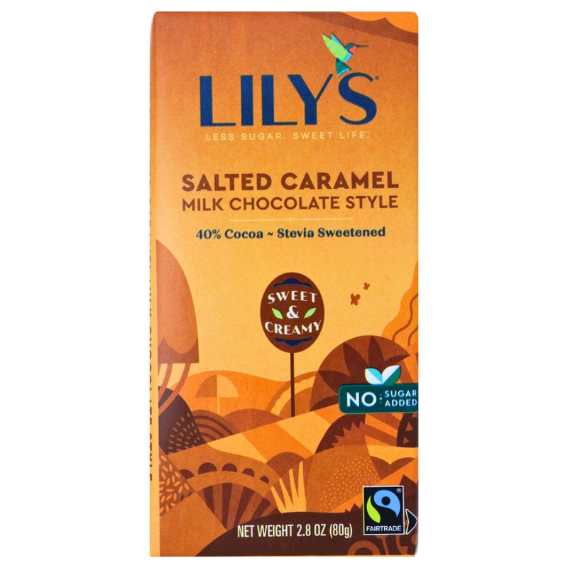 Lilys No Sugar Added Salted Caramel Milk Chocolate Bars  2.8oz - 12 Pack - Sugar Free Candy