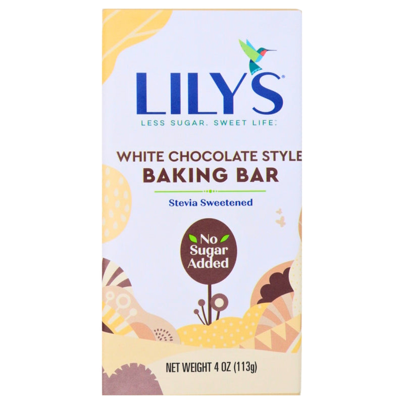 Lilys No Sugar Added White Chocolate Baking Bar 4oz - 18 Pack - Sugar Free Candy