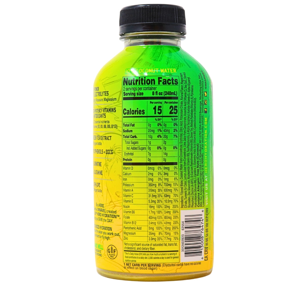 Arizona Marvel Super LXR Citrus Lemon Lime 16oz - 12 Pack Nutrition Facts Ingredients