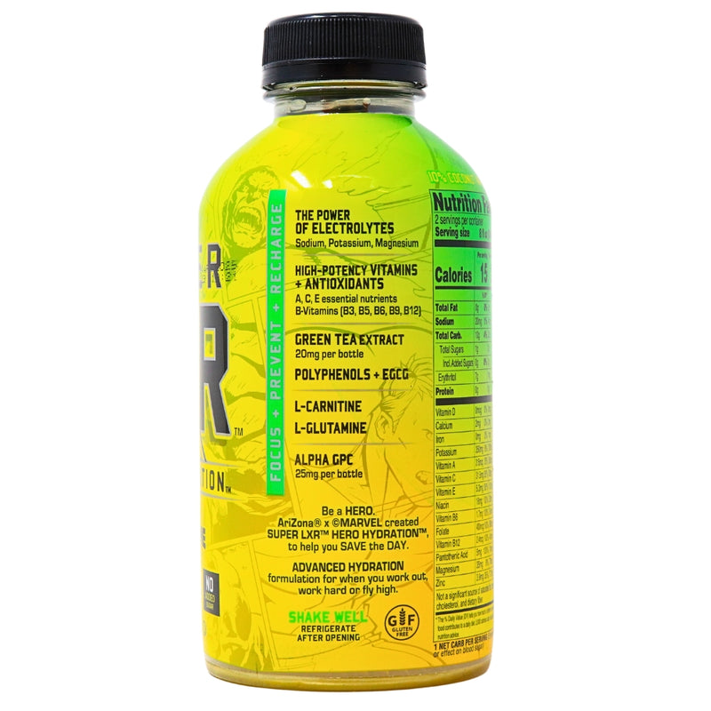 Arizona Marvel Super LXR Citrus Lemon Lime 16oz - 12 Pack Nutrition Facts Ingredients