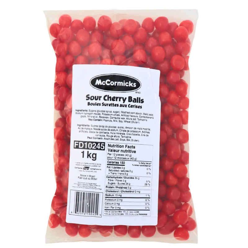 McCormick's Sour Cherry Balls 1 kg - 1 Bag Nutrition Facts - Ingredients
