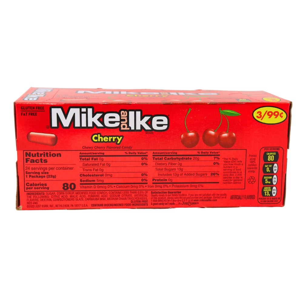 Mike and Ike Cherry Minis 24 Pieces - 16 Pack Nutrition Facts Ingredients