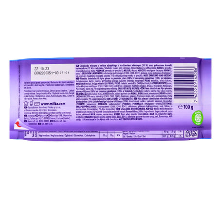 Milka Chips Ahoy! Milk Chocolate Bars 100g - 22 Pack Nutrition Facts Ingredients