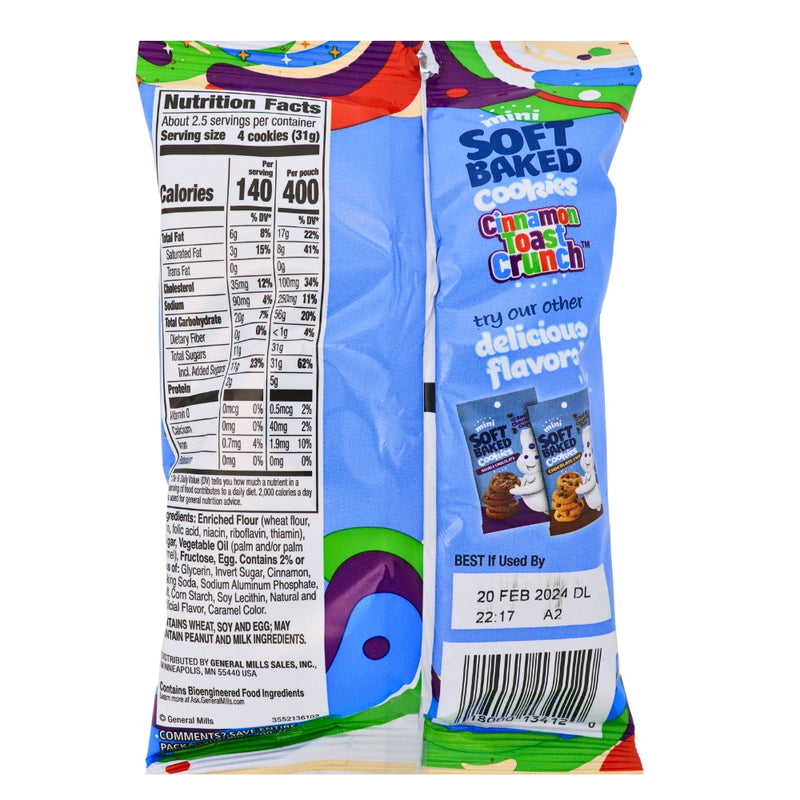 Pillsbury Soft Baked Mini Cinnamon Toast Crunch 3oz - 6 Pack Nutrition Facts Ingredients