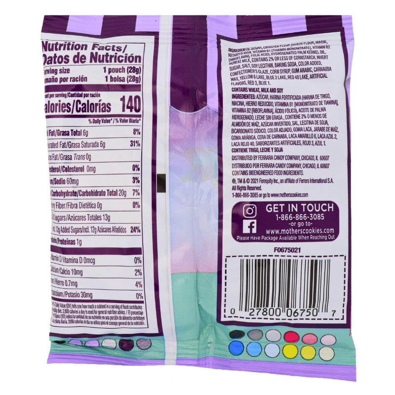 Mothers Sparkling Mythical Creatures Cookies 1oz - 12 Pack Nutrition Facts Ingredients- Animal Cookies