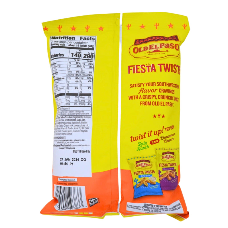 Old El Paso Fiesta Twists Queso 2oz - 6 Pack Nutrition Facts Ingredients