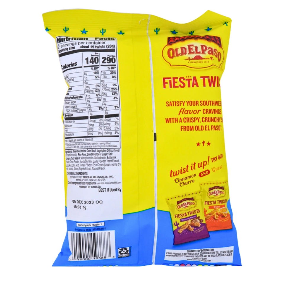 Old El Paso Fiesta Twists Zesty Ranch 2oz - 6 Pack Nutrition Facts Ingredients - Candy Store - Snack - Old El Paso - Corn Chips - Zesty Ranch