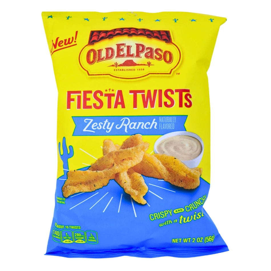 Old El Paso Fiesta Twists Zesty Ranch 2oz - 6 Pack - Candy Store - Snack - Old El Paso - Corn Chips - Zesty Ranch