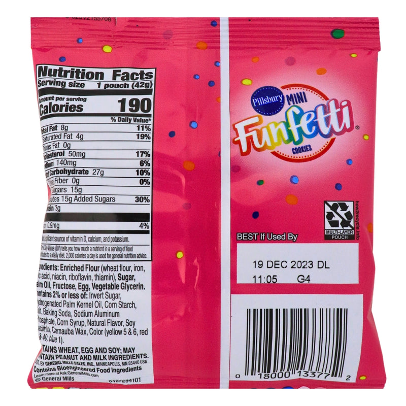 Pillsbury Soft Cookies Funfetti 1.5oz - 28 Pack Nutrition Facts Ingredients