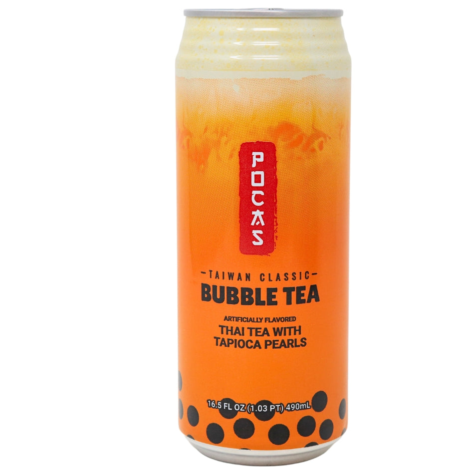 Pocas Bubble Tea with Tapioca Pearls Thai Tea 16.5oz-24 Pack