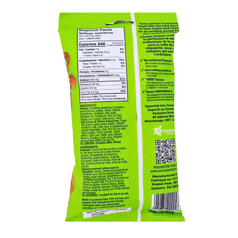 Pretzel Pzazz Sour Cream 56g -  Pack Nutrition Facts Ingredients
