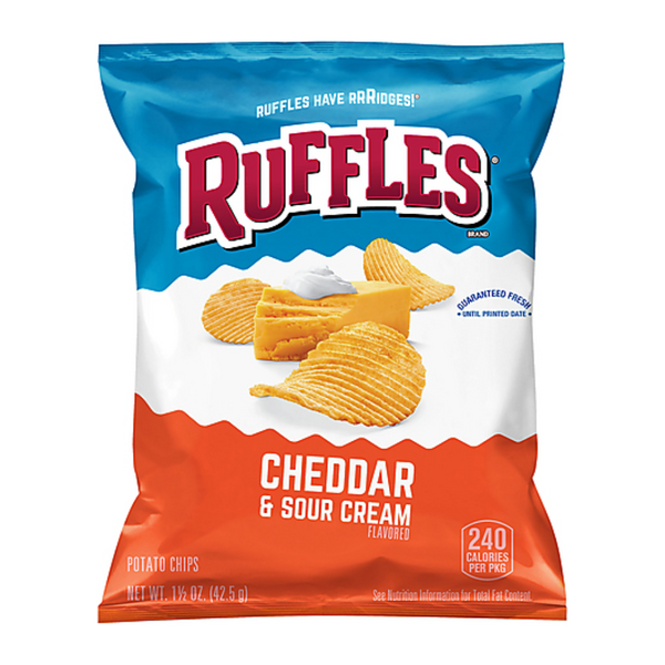 Ruffles Cheddar and Sour Cream Chips 1.5oz - 64 Pack - American Snacks