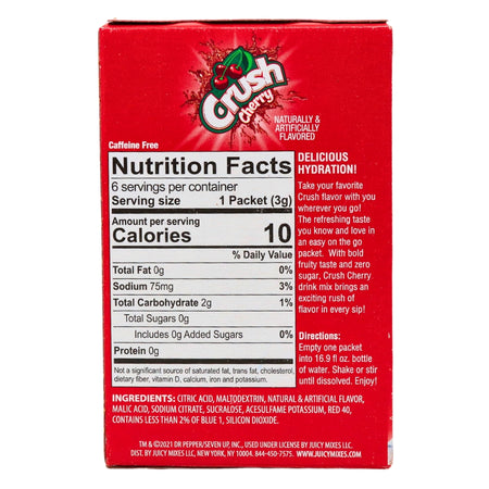 Singles to Go Crush Cherry - 12 Pack Nutrition Facts Ingredients