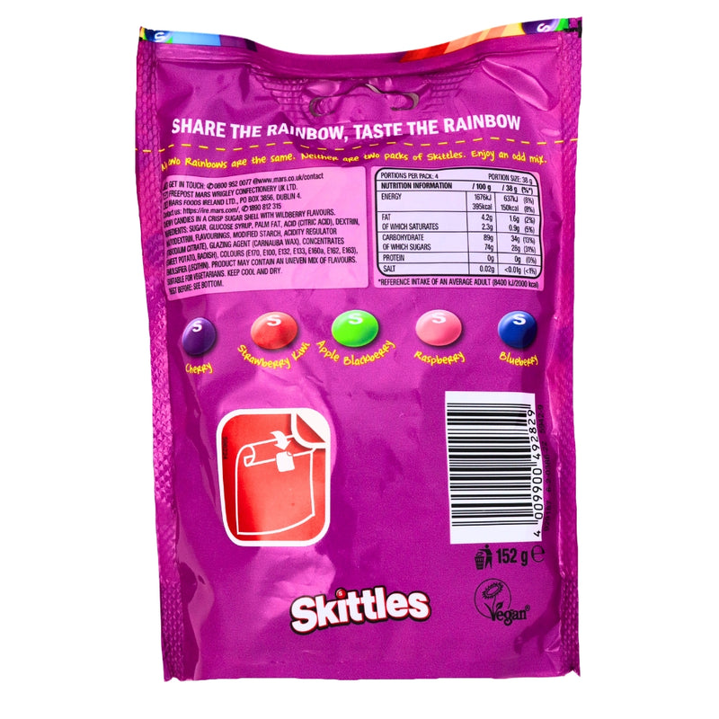 Skittles Wildberry (UK) 152g -15 Pack Nutrition Facts - Ingredients