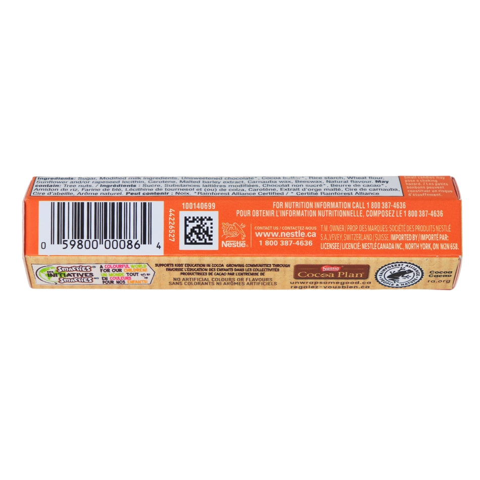 Smarties Orange Cream Pop 38g - 24 Pack Nutrition Facts Ingredients