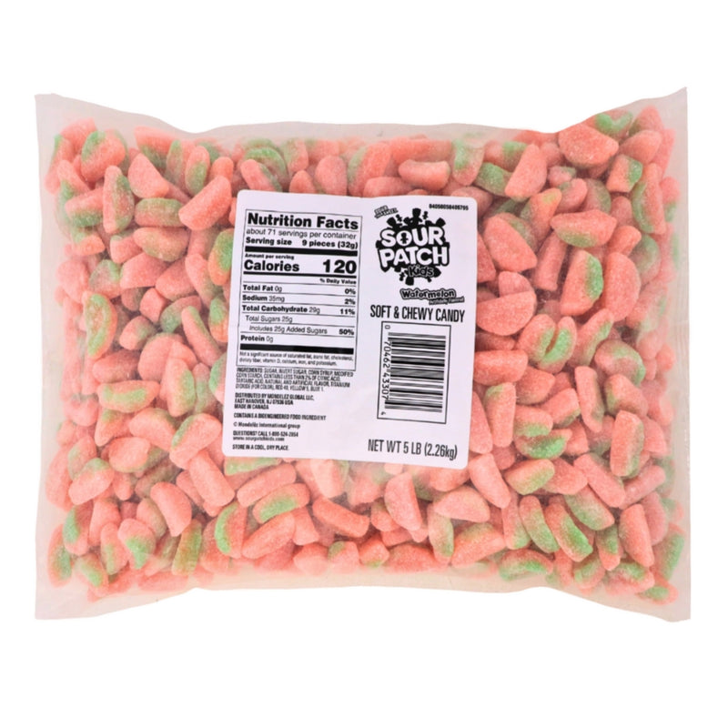 Sour Patch Kids Watermelon Candies 2.26 kg - 1 Bag Nutrition Facts Ingredients
