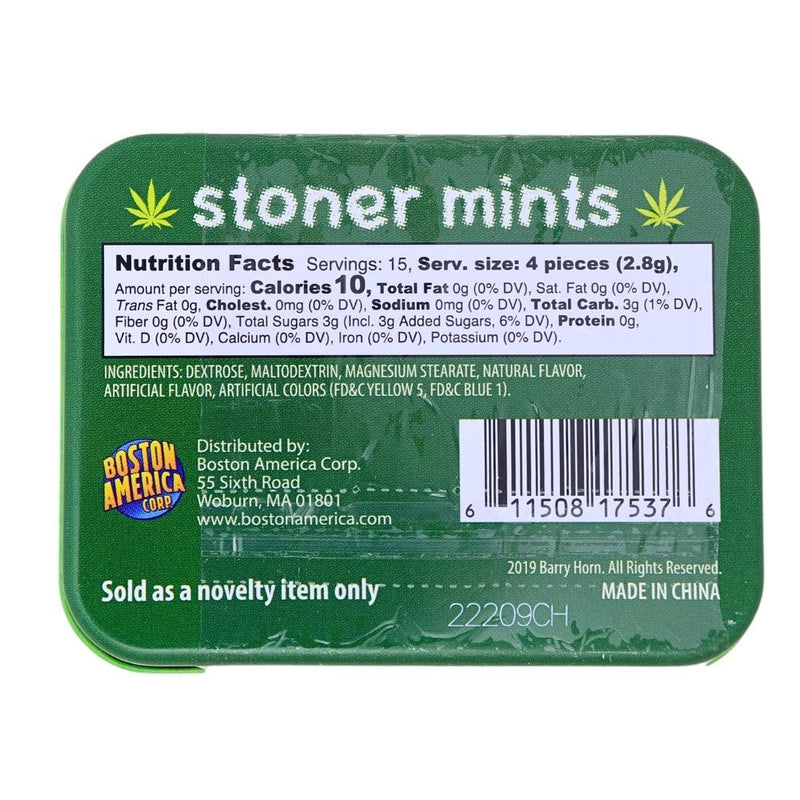 Stoner Mints 1.5oz - 18 Pack Nutrition Facts Ingredients