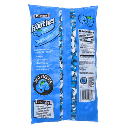 Tootsie Roll Frooties Blue Raspberry Candy 360 Pieces - 1 Bag Nutrition Facts - Ingredients