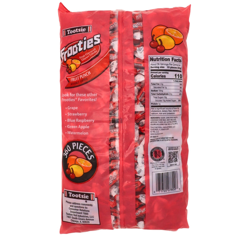 Tootsie Roll Frooties Fruit Punch Candy 360 Pieces - 1 Bag Nutrition Facts - Ingredients