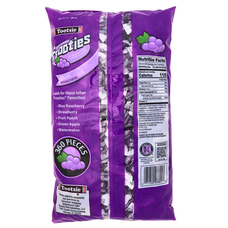 Tootsie Roll Frooties Grape Candy 360 Pieces - 1 Bag Nutrition Facts - Ingredients