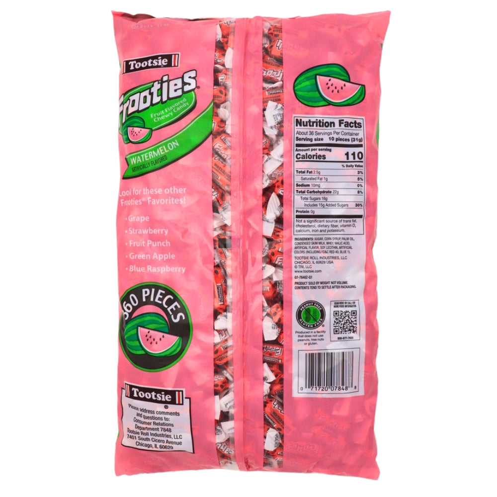 Tootsie Roll Frooties Watermelon Candy 360 Pieces - 1 Bag Nutrition Facts - Ingredients