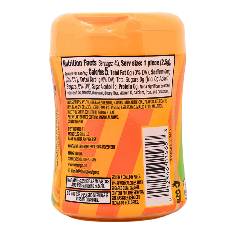 Trident Vibes Sour Patch Peach Mango - 6 Pack Nutrition Facts Ingredients