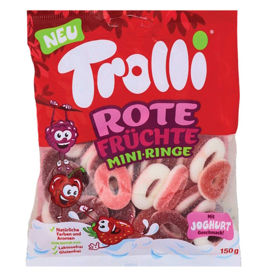 Trolli Mini Rings Red Fruits 150g (Germany) - 20 Pack - Candy Store - Trolli Candy - Gummy - Red Candy - Trolli Gummy