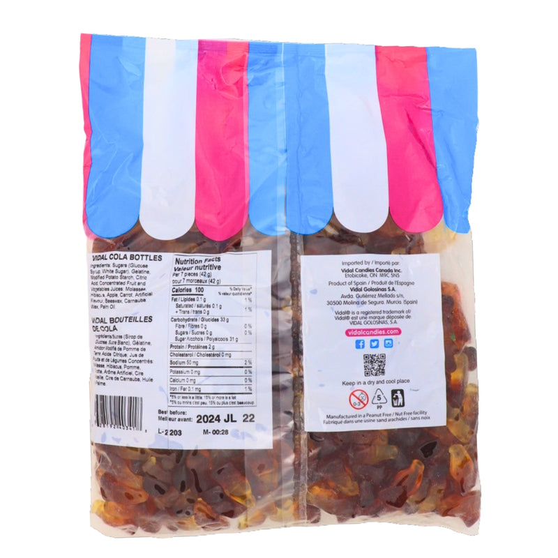 Vidal Cola Gummies 1.2kg - 1 Pack Nutrition Facts - Ingredients - Bulk Candy