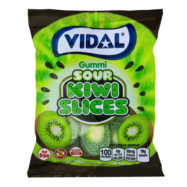 Vidal Sour Kiwi Slices Gummies 3.5oz - 14 Pack