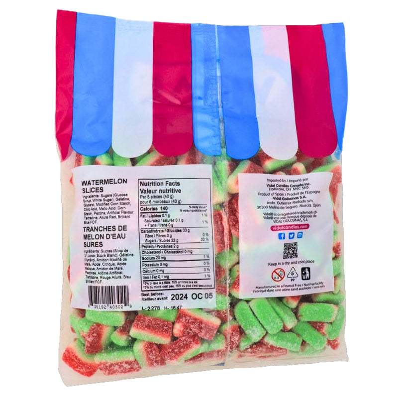 Vidal Watermelon Slices Gummies 1.2 kg - 1 Bag -Nutrition Facts - Ingredients-Bulk Candy