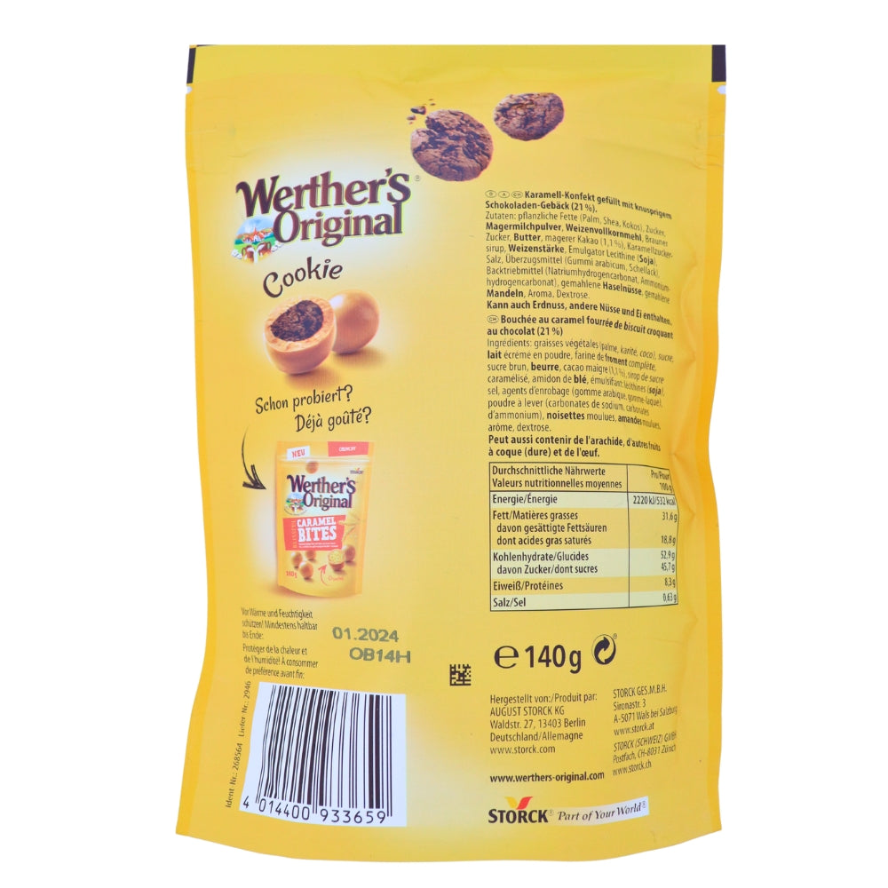 Werthers Original Blissful Caramel Bites Cookies 140g- 16 Pack Nutrition Facts Ingredients