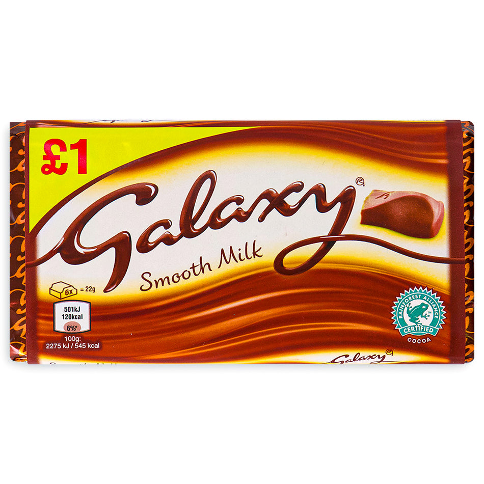 Galaxy Smooth Milk Chocolate Block (UK) 100 g - 24 Pack - British Chocolate Bar - British Chocolate - Candy Store - Galaxy Chocolate