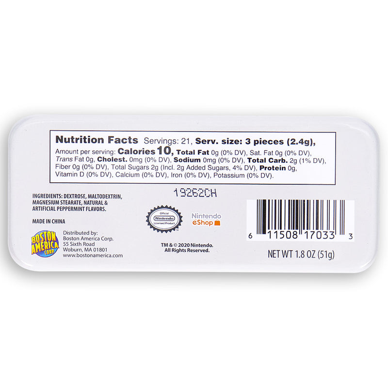 Boston America Nintendo Power Mints - 18 Pack Nutrient Facts Ingredients 