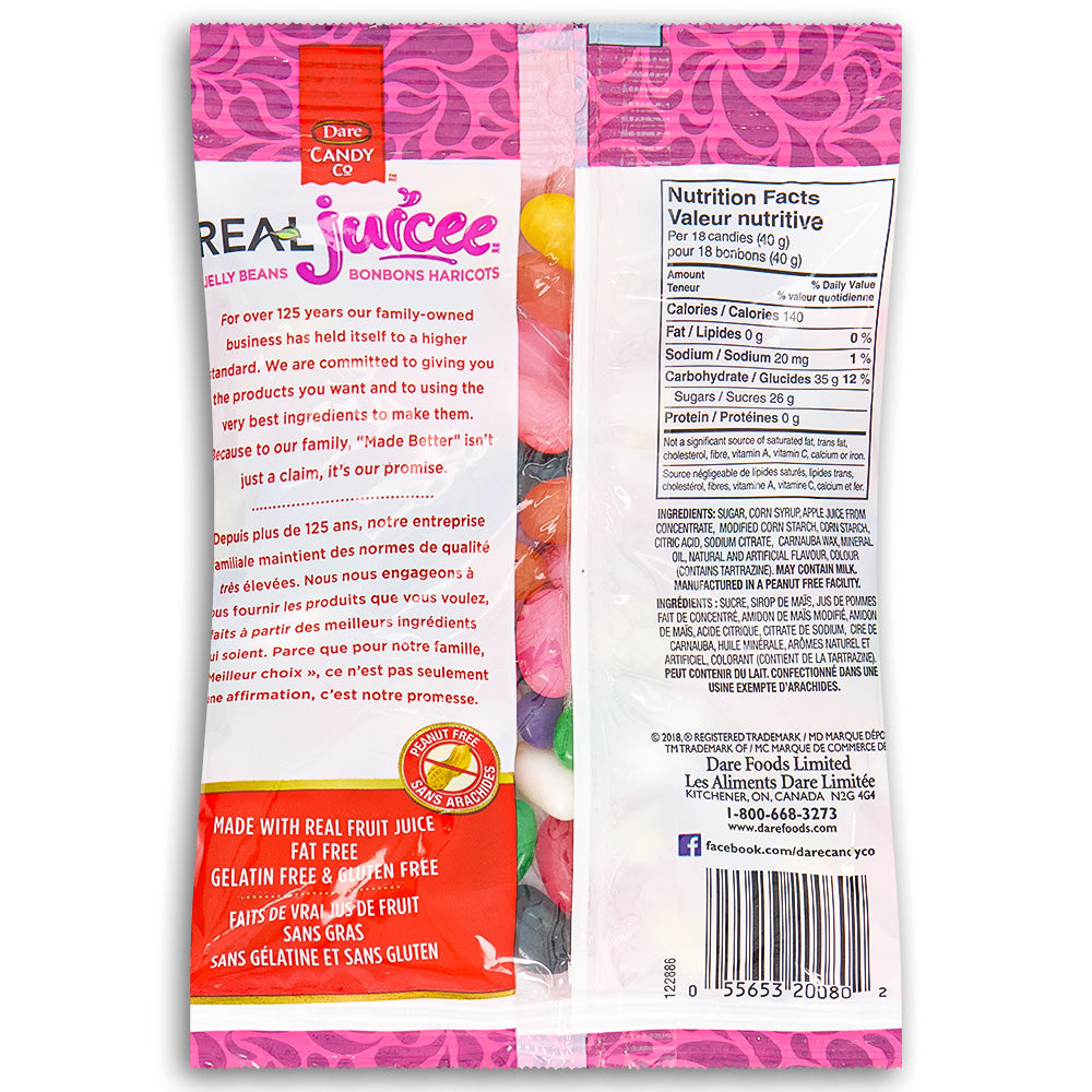 Dare Real Juice Jelly Beans Candy 250g - 12 Pack  Nutrition Facts Ingredients