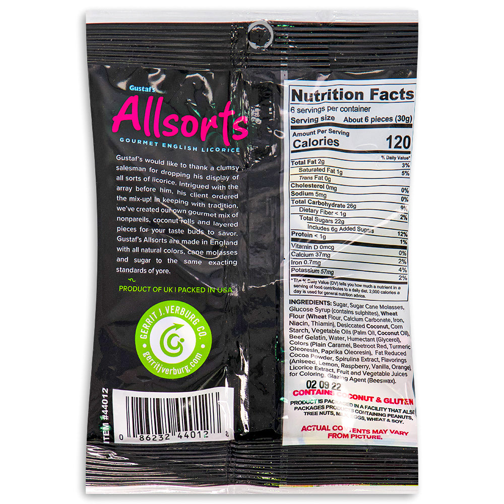 Gustaf's Allsorts Licorice Candies 6.3 oz - 12 Pack  Nutrition Facts Ingredients