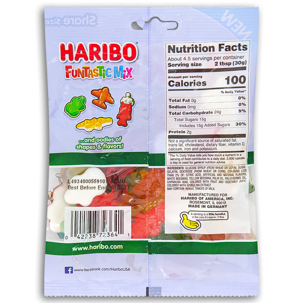 Haribo Funtastic Mix Gummy Candy 5oz - 12 Pack - Nutrition facts - Ingredients  - Fun gummies from Haribo