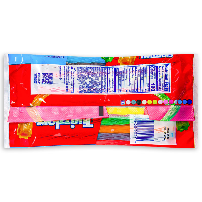 Twizzlers Twists Rainbow Candy 12.4oz - 12 Pack Nutrient Facts Ingredients 