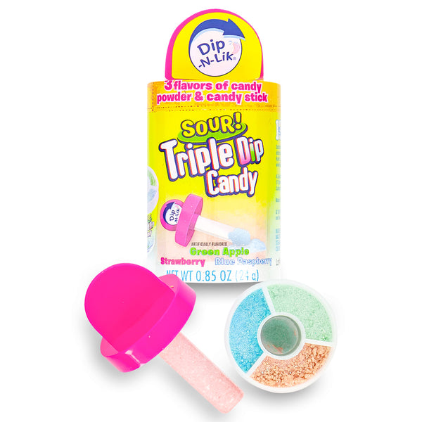 Dip-N-Lik Triple Dip Sour Candy .85oz - 12 Pack