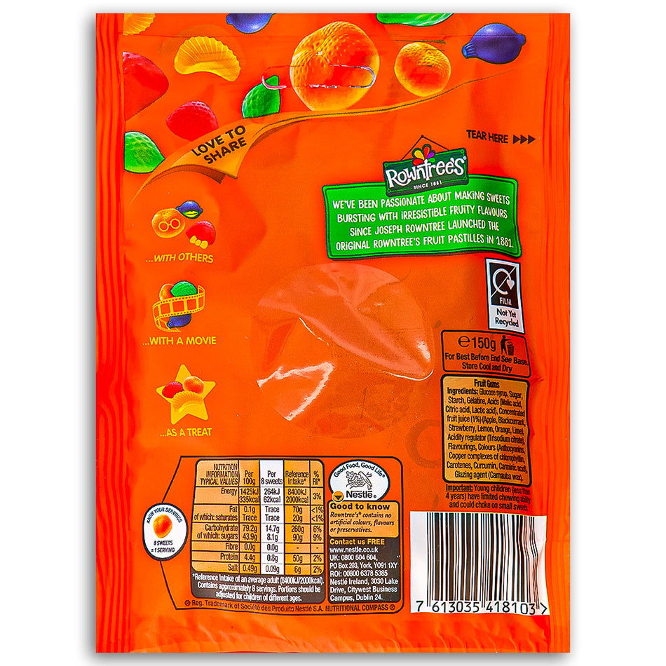 Rowntree's Fruit Gums (UK) 150g - 10 Pack Nutrition Facts Ingredients