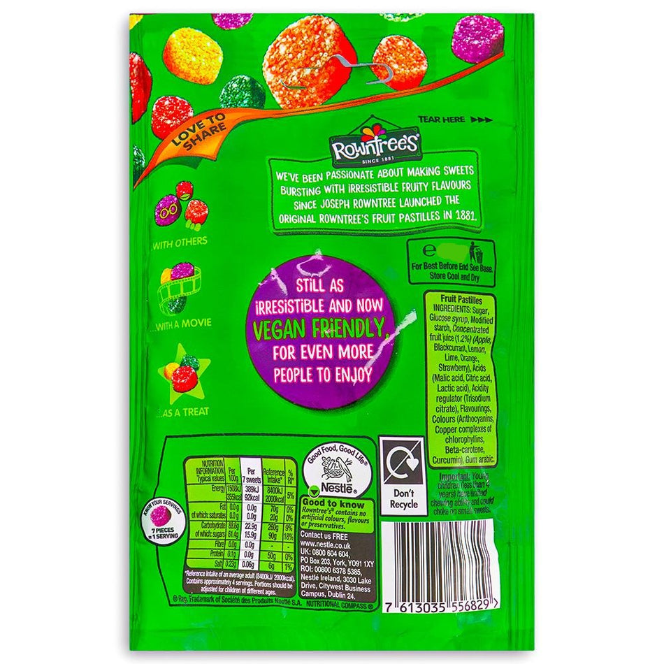 Rowntree's Fruit Pastilles (UK) 143g - 10 Pack Nutrition Facts Ingredients