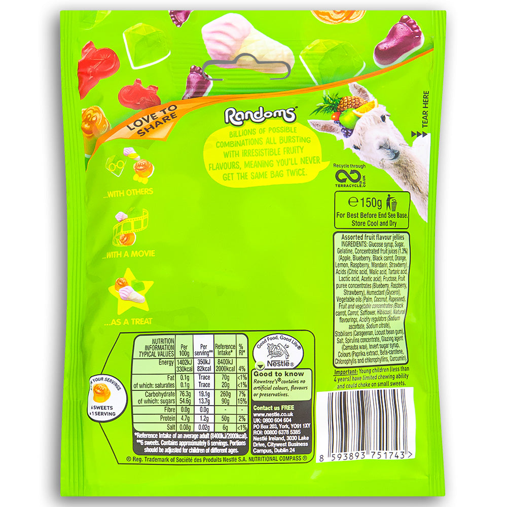 Rowntree's Randoms (UK) 150g - 9 Pack Nutrition Facts Ingredients