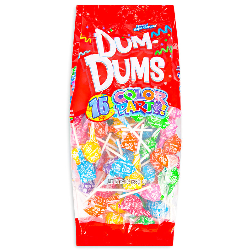 Dum Dums Color Party Assorted Rainbow Lollipops 75 CT - 4 Pack - Dum Dum Lollipops