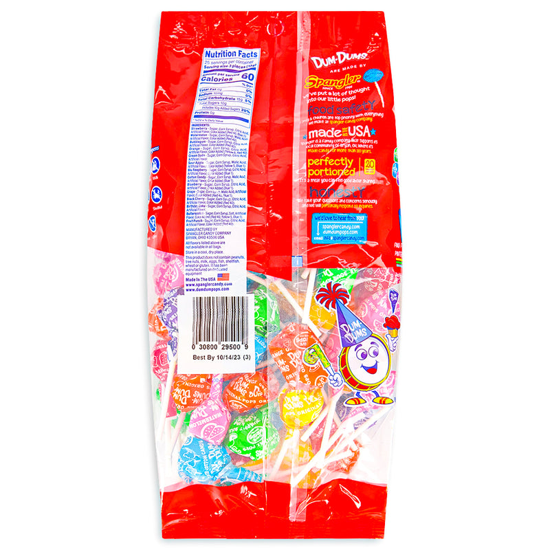 Dum Dums Color Party Assorted Rainbow Lollipops 75 CT - 4 Pack - Nutrition Facts -Ingredients - Dum Dum Lollipops