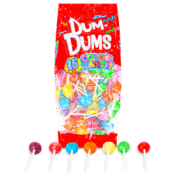 Dum Dums Color Party Assorted Rainbow Lollipops 75 CT - 4 Pack - Dum Dum Lollipops