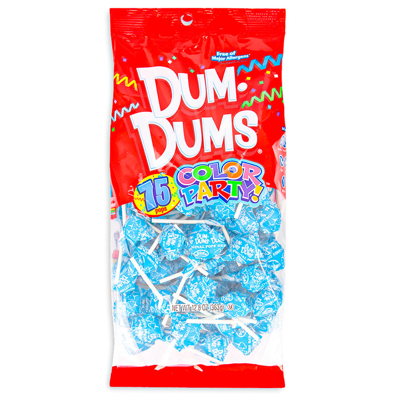 Dum Dums Color Party Ocean Blue Cotton Candy Lollipops 75 CT - 4 Pack - Dum Dum Lollipops
