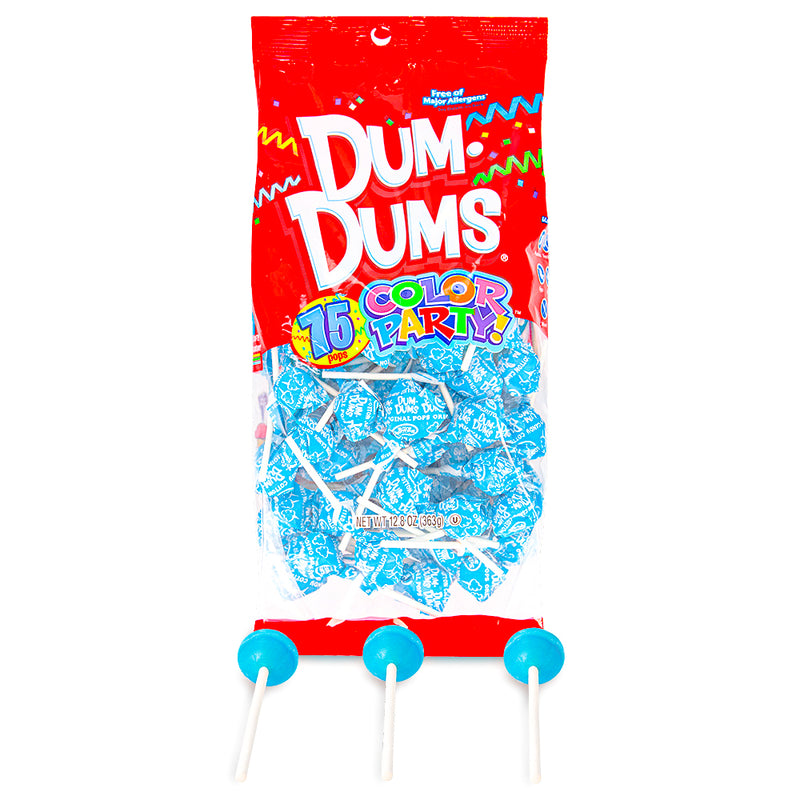 Dum Dums Color Party Ocean Blue Cotton Candy Lollipops 75 CT - 4 Pack - Dum Dum Lollipops