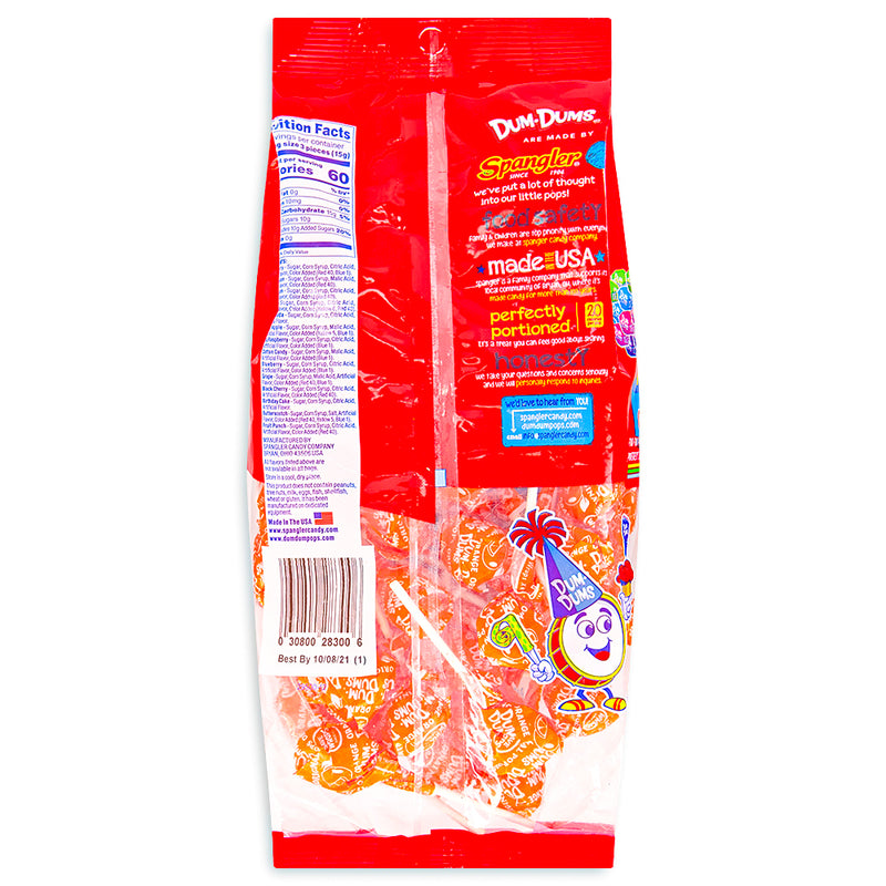 Dum Dums Color Party Orange Lollipops 75 CT - 4 Pack Nutrition facts- Ingredients - -Dum Dum Lollipops 