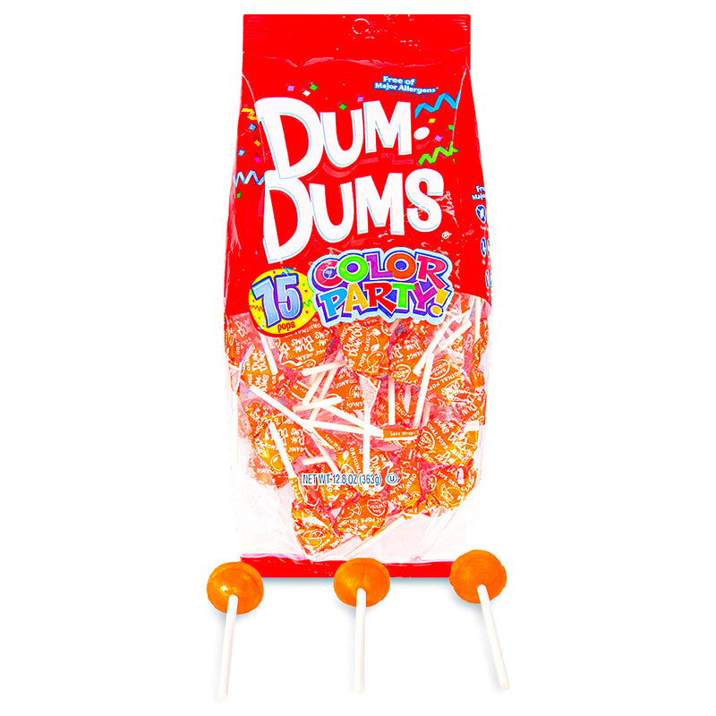 Dum Dums Color Party Orange Lollipops 75 CT - 4 Pack - Dum Dum Lollipops