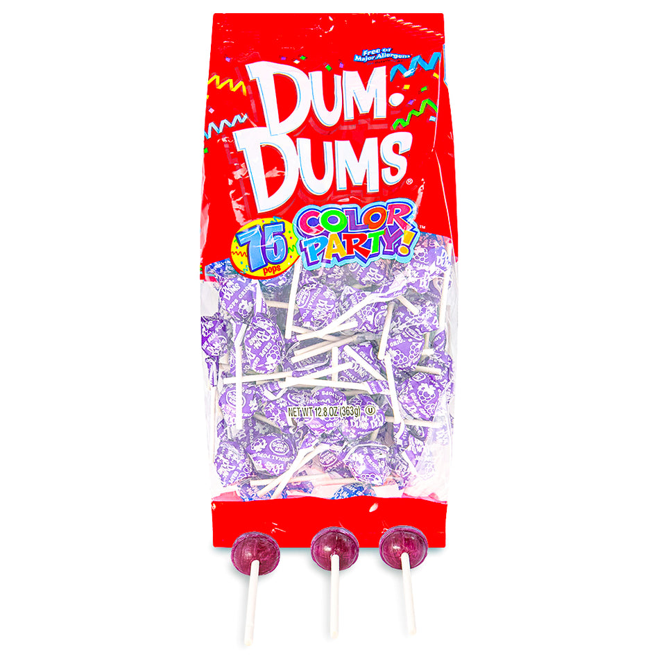Dum Dums Color Party Purple Grape Lollipops 75 CT - 4 Pack - Dum Dum Lollipops