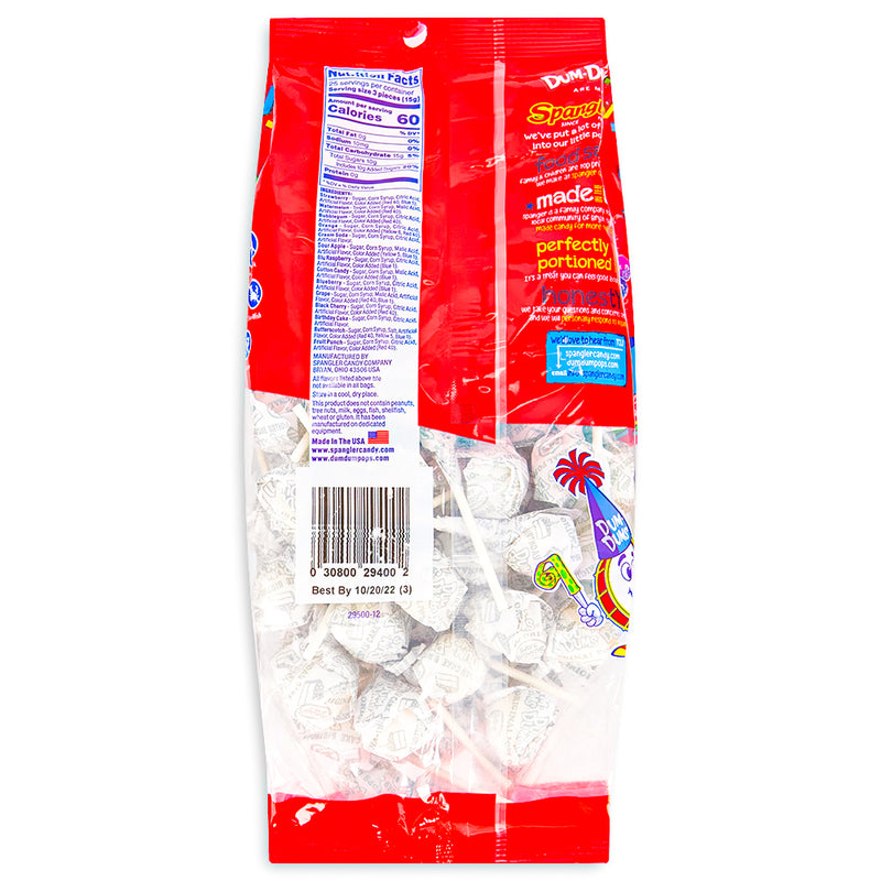 Dum Dums Color Party White Birthday Cake Lollipops 75 CT - 4 Pack - Nutrition facts - Ingredients - Dum Dum Lollipops